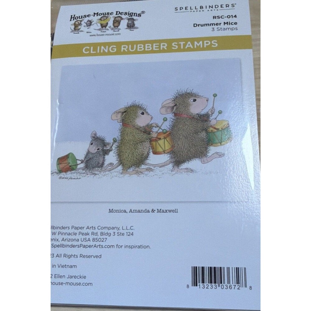 New Cling STAMP  House Mouse Designs Stamp Little Drummer Mice by Spellbinders